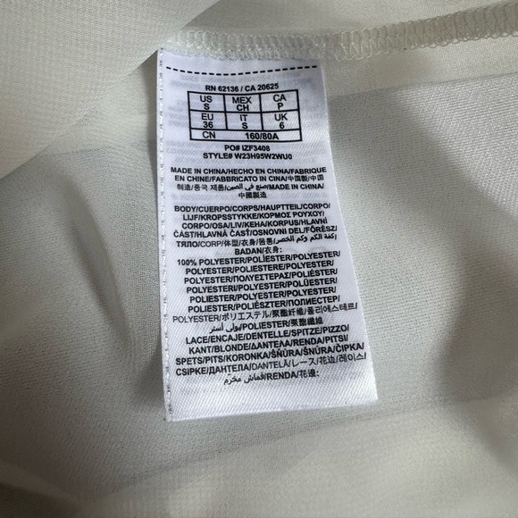 GUESS Sheer Long Sleeve Blouse With Lace Detail - Picture 8 of 8